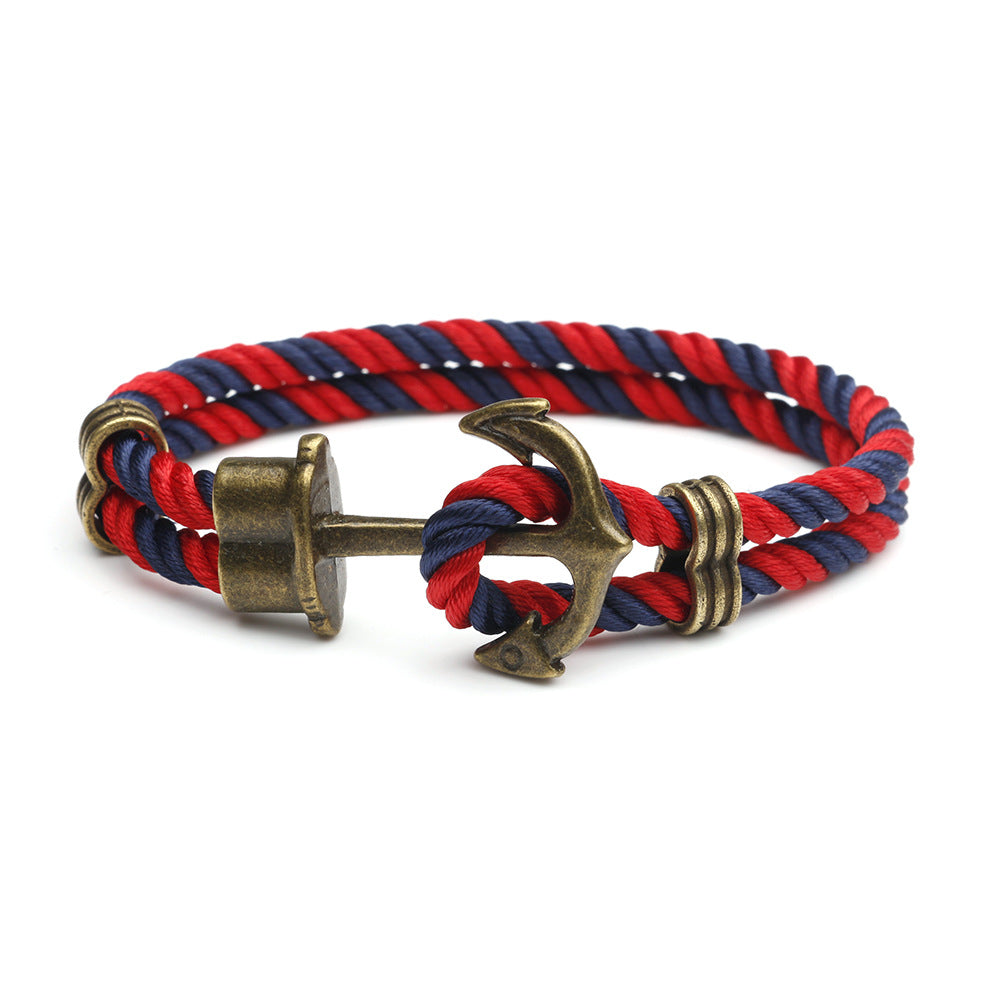 Nautical Anchor Bracelet European and American Street Fashion Handmade Original Unisex Couple Rope Trendy Men's Personality Jewelry