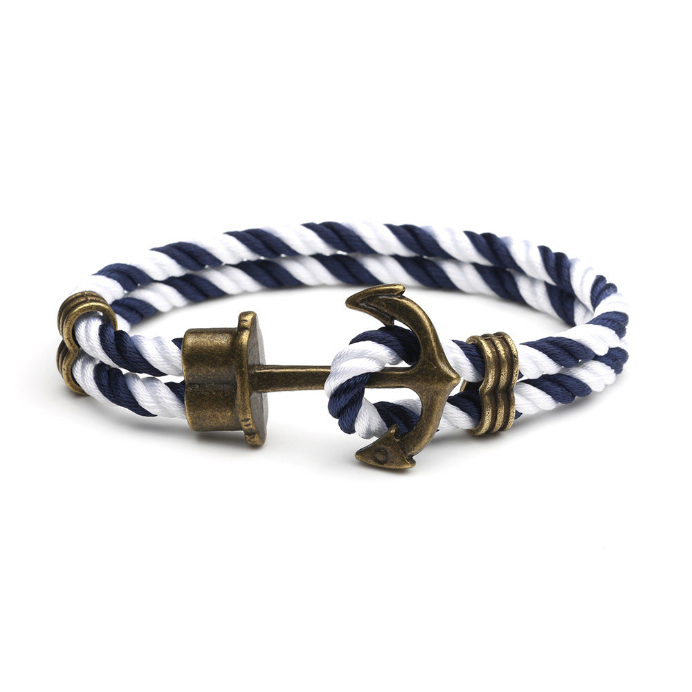 Nautical Anchor Bracelet European and American Street Fashion Handmade Original Unisex Couple Rope Trendy Men's Personality Jewelry