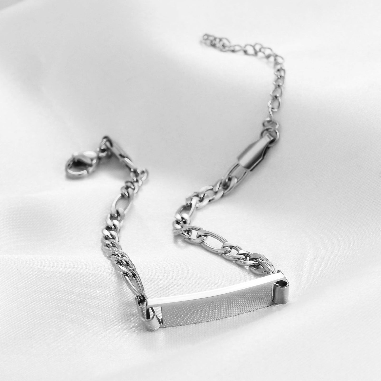 Customizable children's smooth strip stainless steel curved bracelet with adjustable 16+4cm