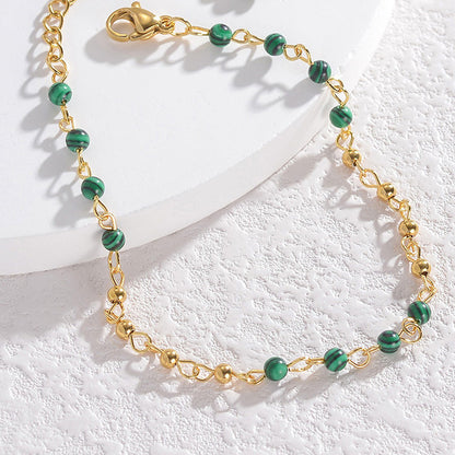 Retro style bead splicing women's bracelet light luxury niche simple temperament stainless steel jewelry