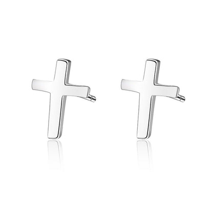 S925 sterling silver earrings fashionable earrings for women smooth cross earrings