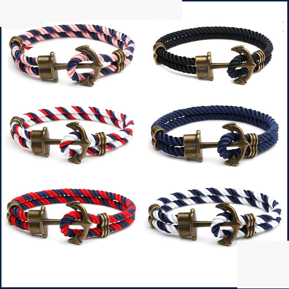 Nautical Anchor Bracelet European and American Street Fashion Handmade Original Unisex Couple Rope Trendy Men's Personality Jewelry
